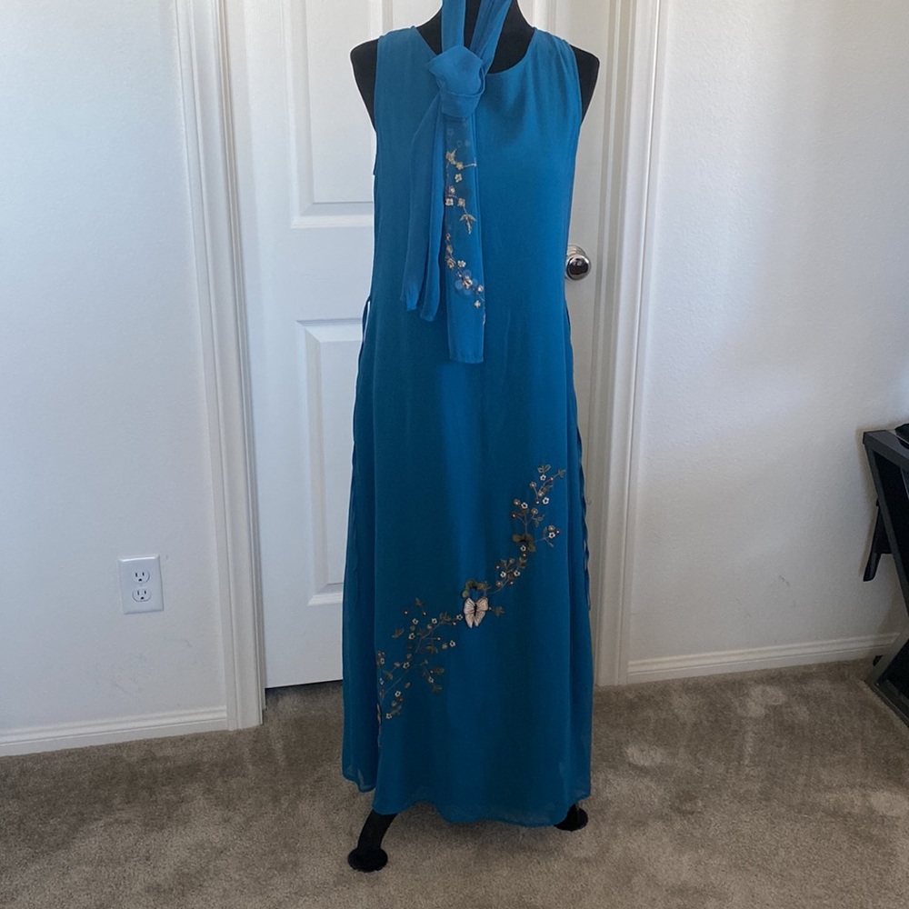 Nupur Teal large dress with scarf